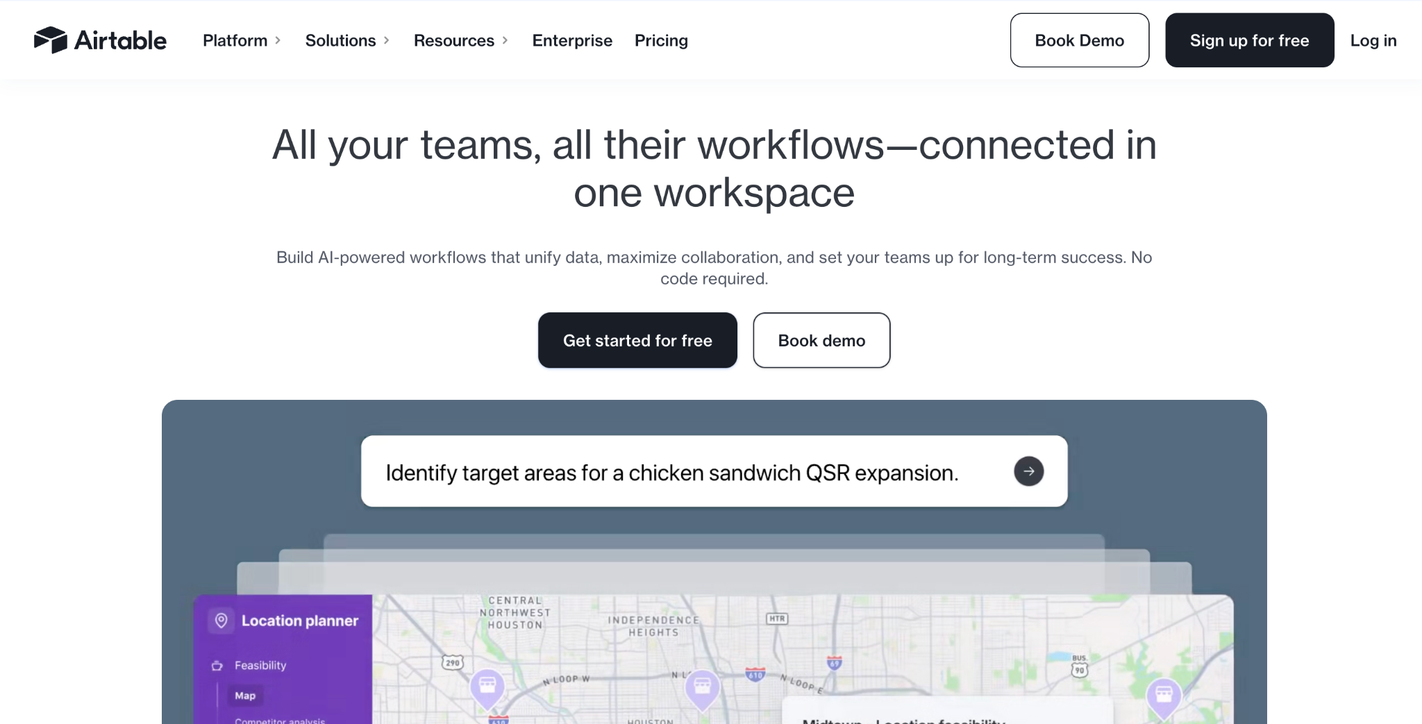 Airtable homepage