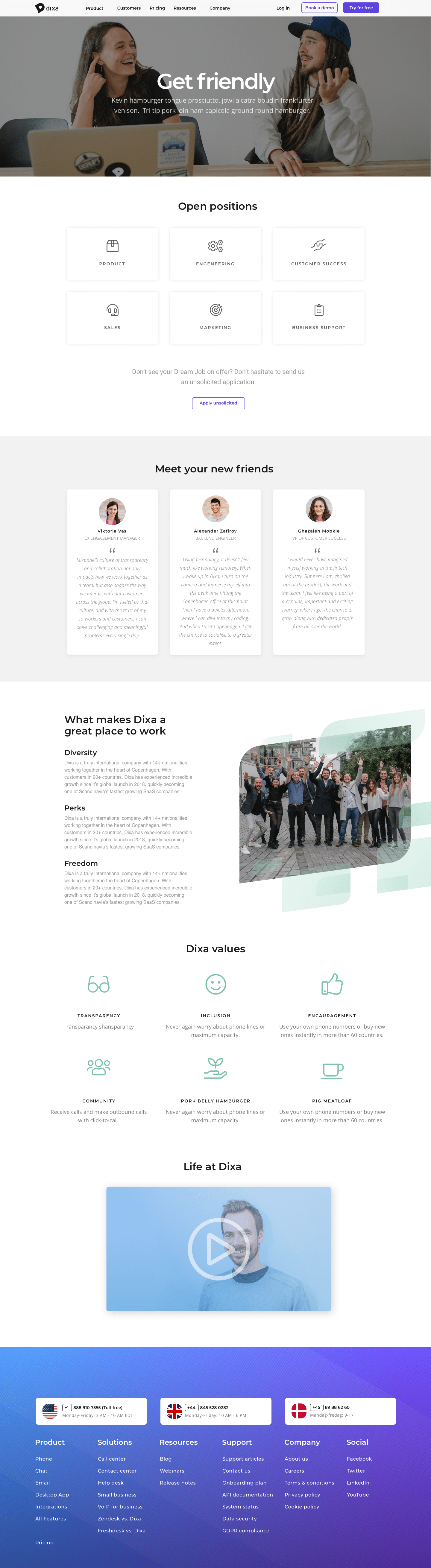 Dixa careers page mockup