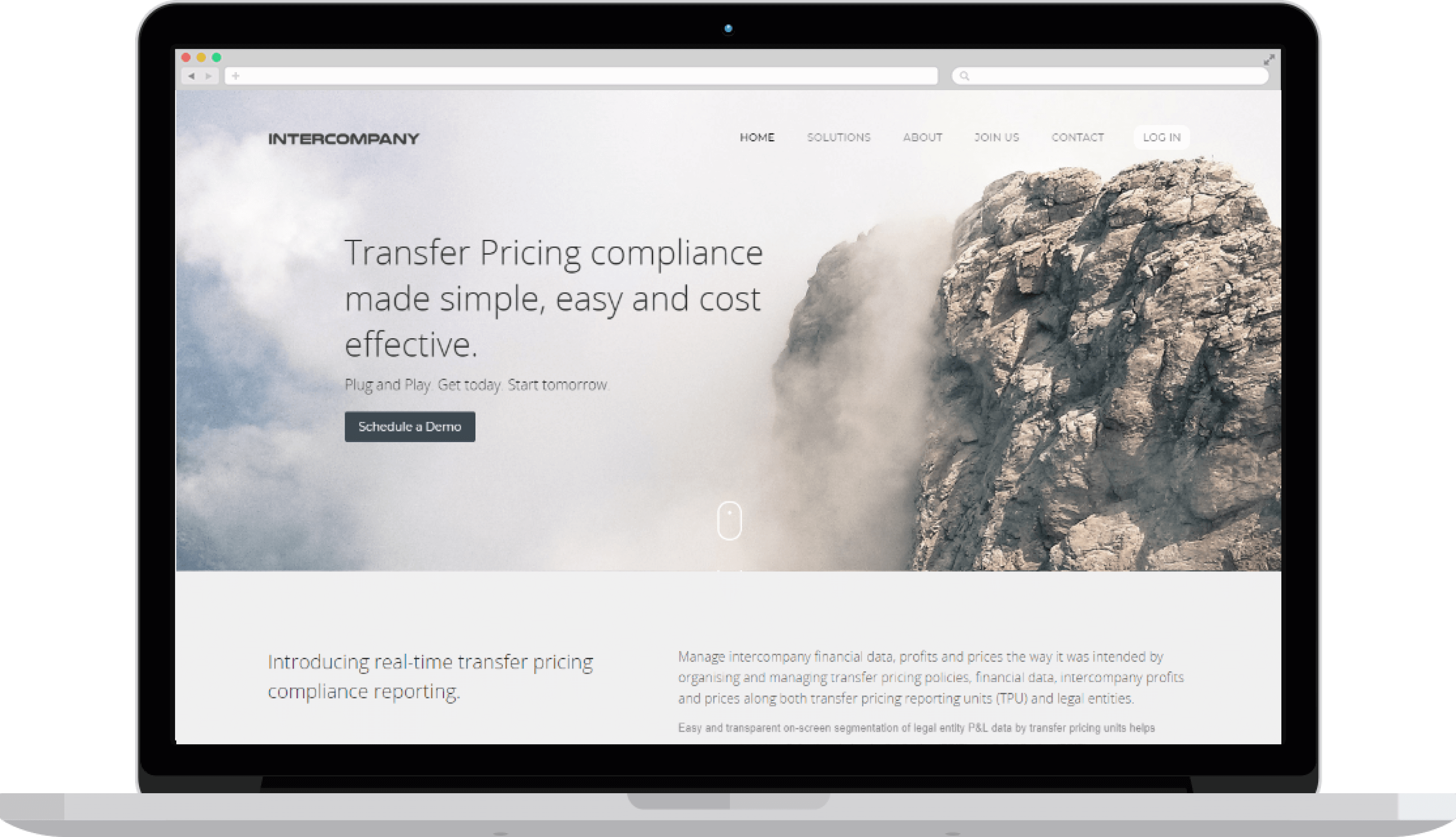 Intercompany Software website shown on a laptop