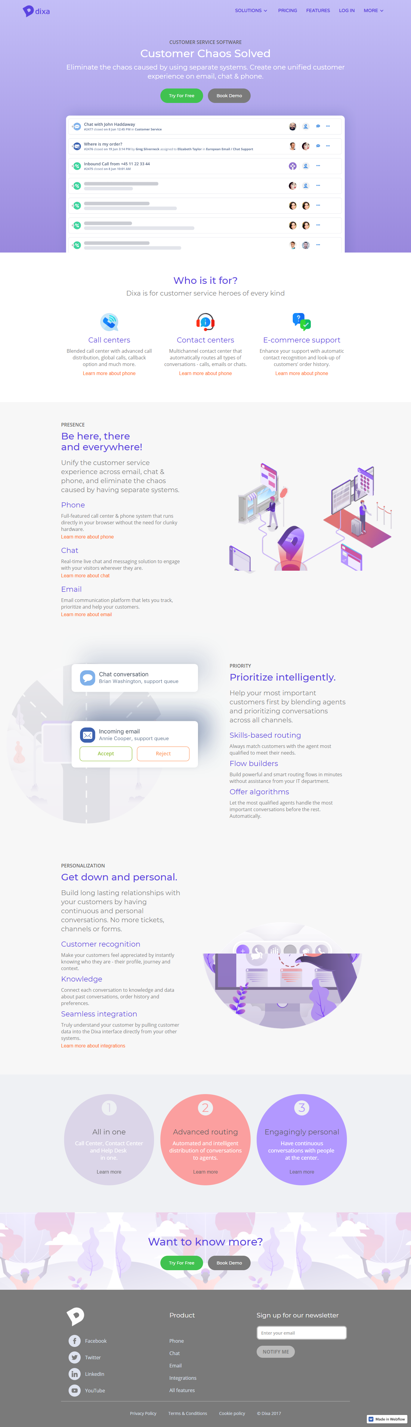Live build of the Dixa landing page proposal