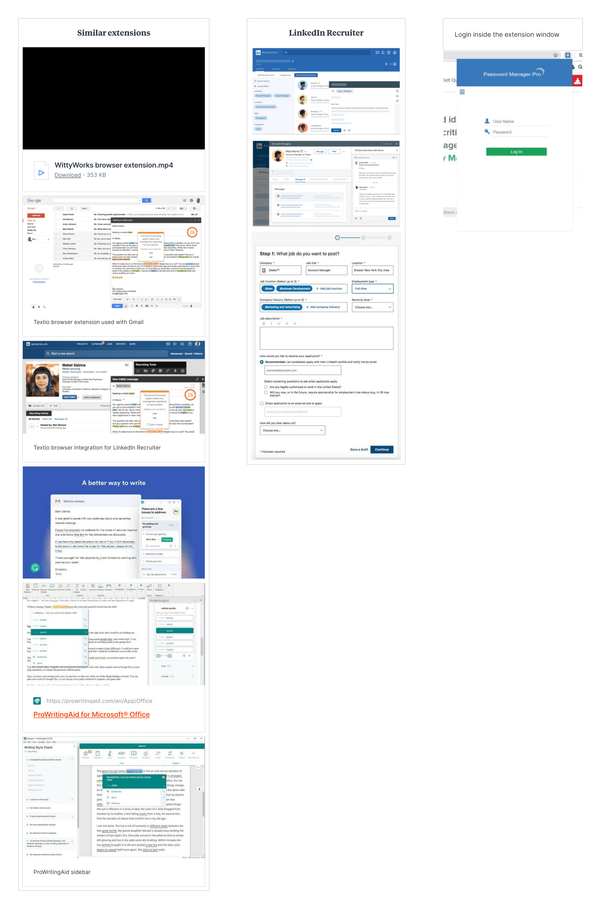 Milanote board — competitor analysis