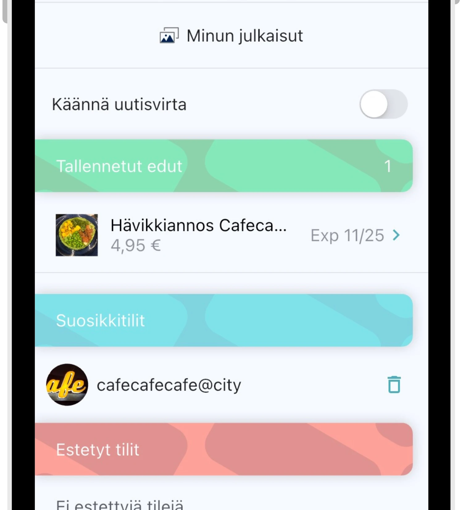 Ostokset tallentuvat tilillesi