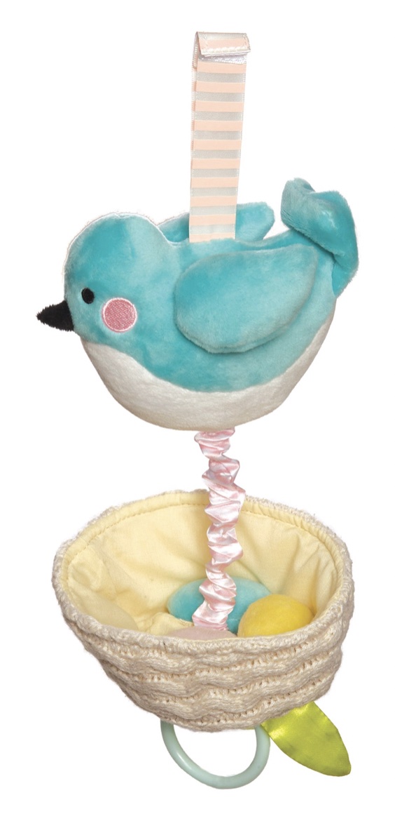 Stuffed animal bird pull down music box toy