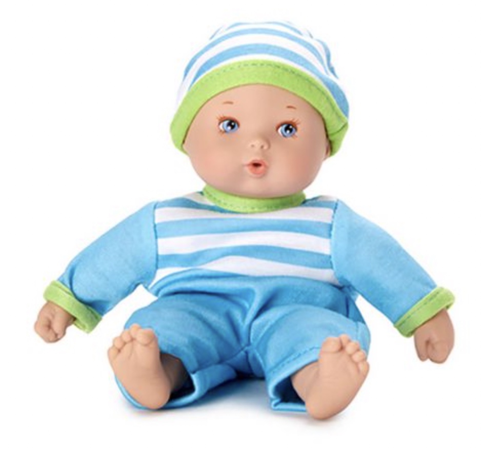 Baby doll with blue outfit and cap