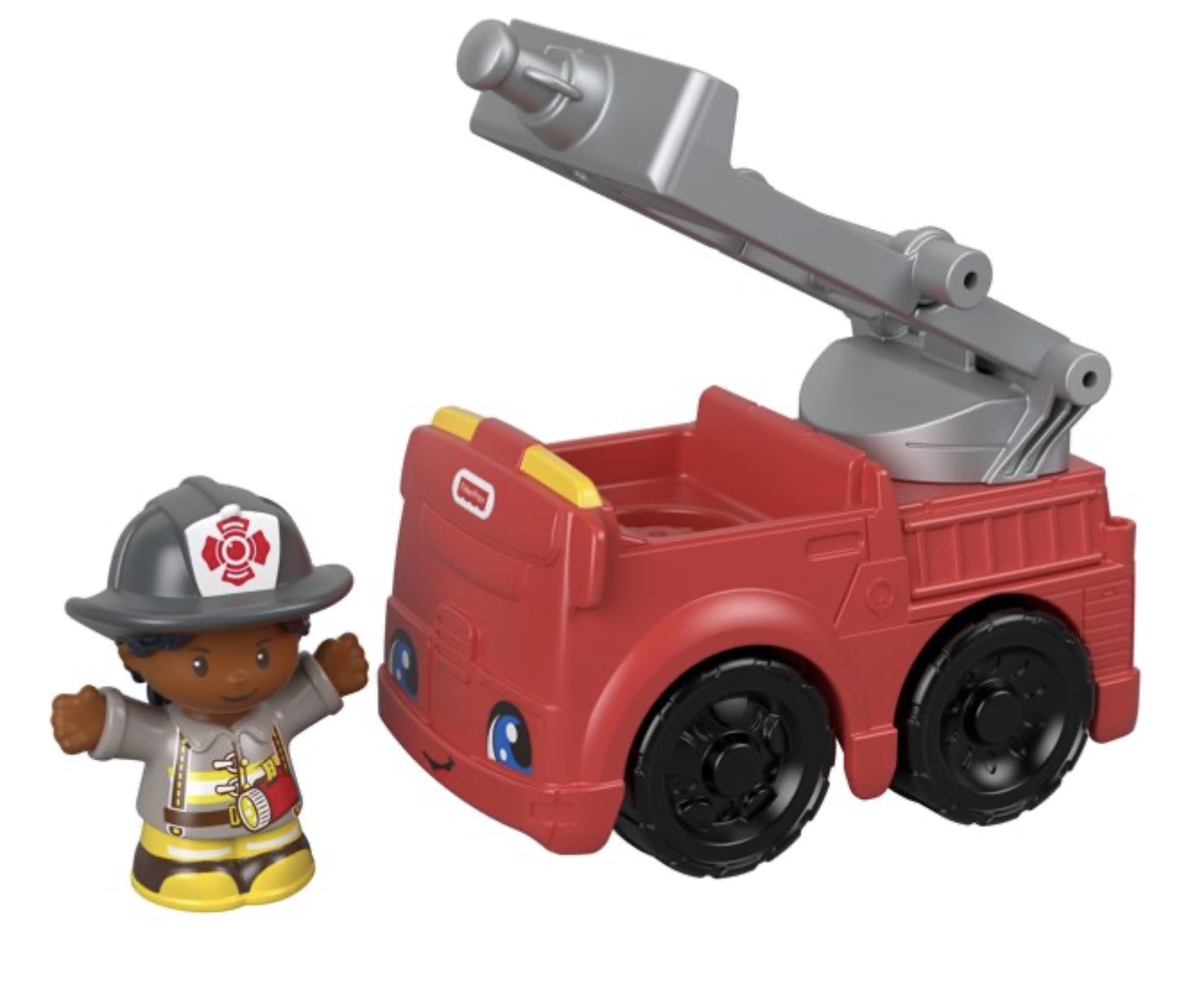 Toy firetruck and firefighter
