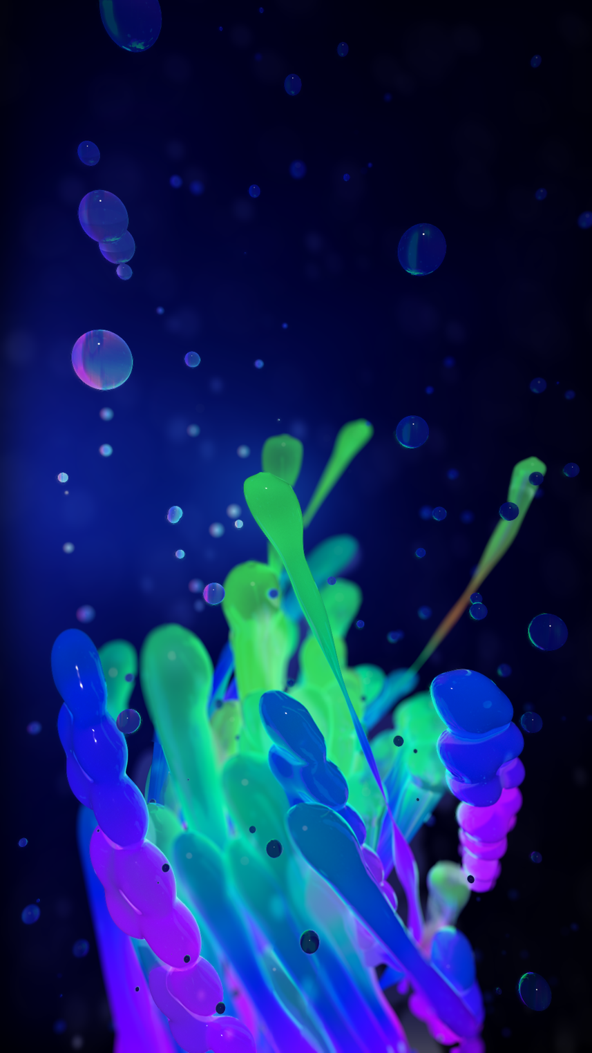 Bioluminescence — 3D portrait with liquid drop simulations