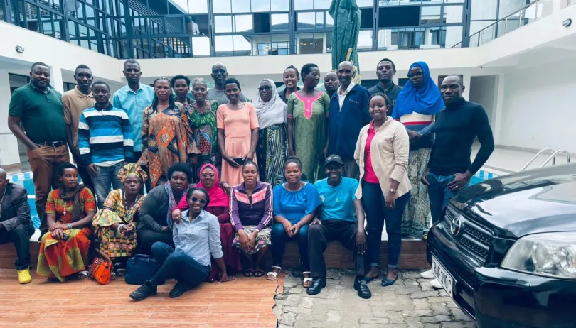 Group of physiotherapists and their patients