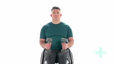 Man in wheelchair exercising