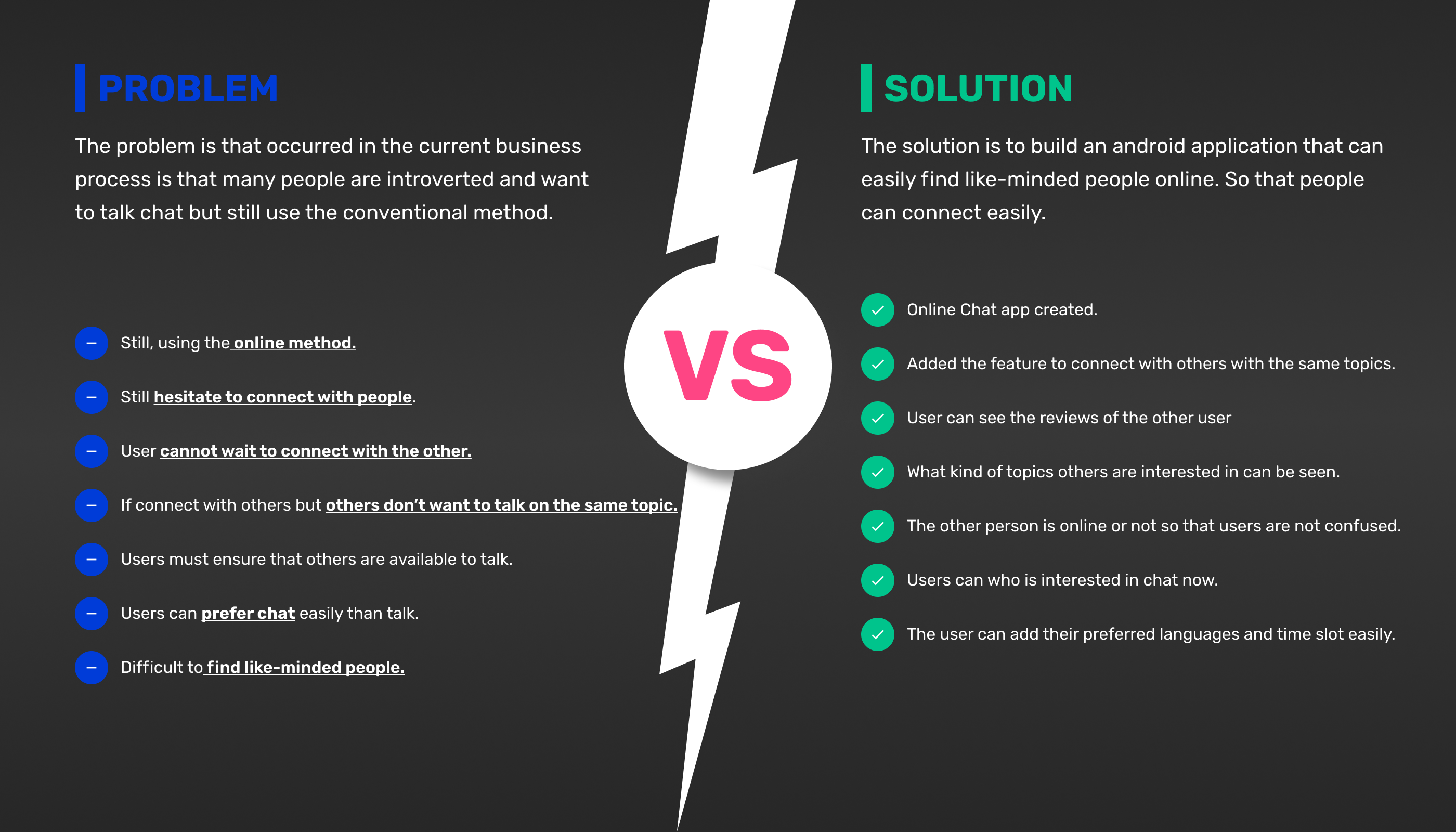 problems vs solutions