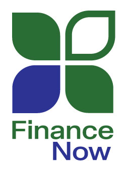 Finance Now logo featuring four stylized leaf shapes forming a cross in green and blue above the text 'Finance Now'.