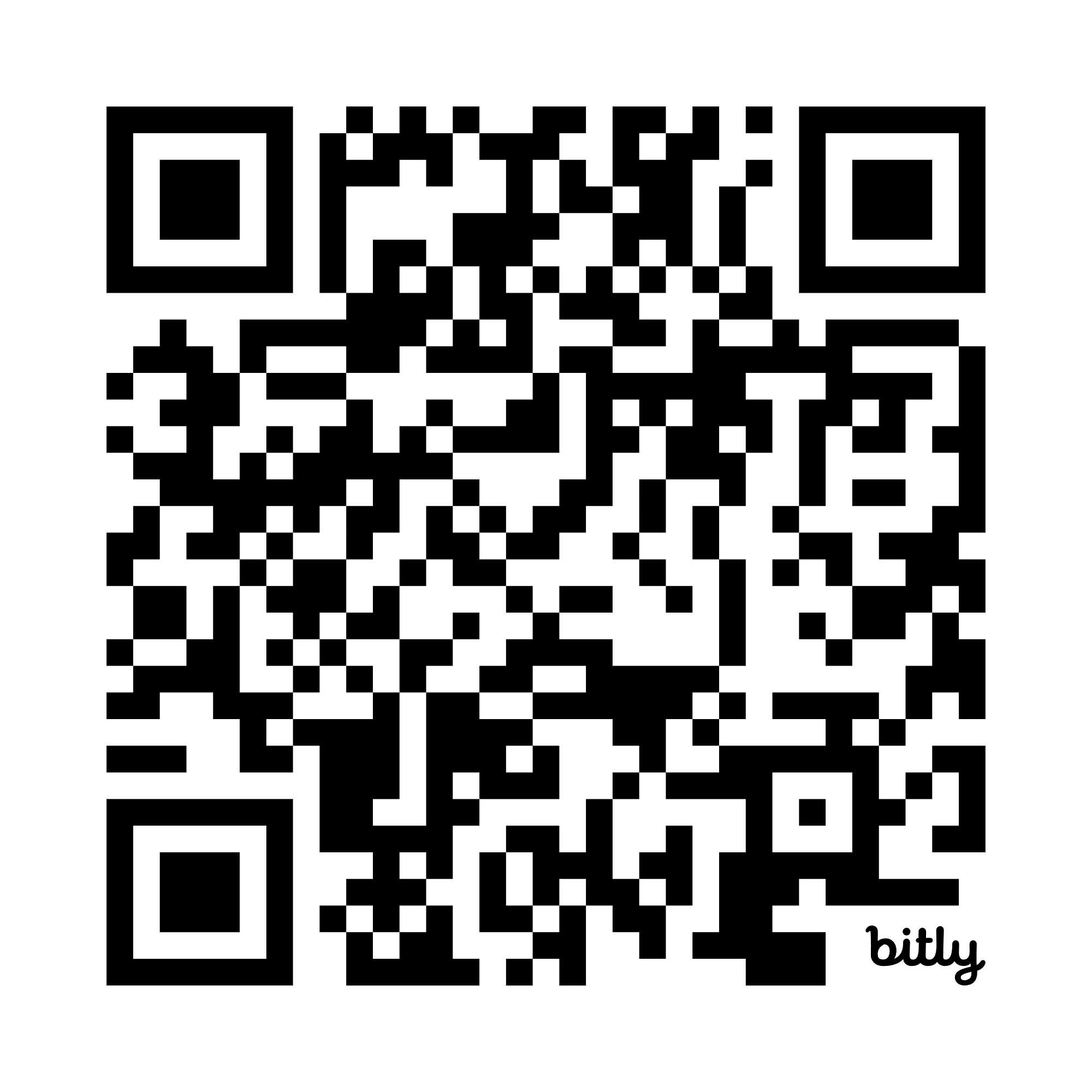 Black and white QR code with a small 'bitly' logo in the bottom right corner.