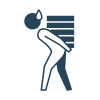 Icon of a person carrying a heavy load on their back, symbolizing workload or burden.