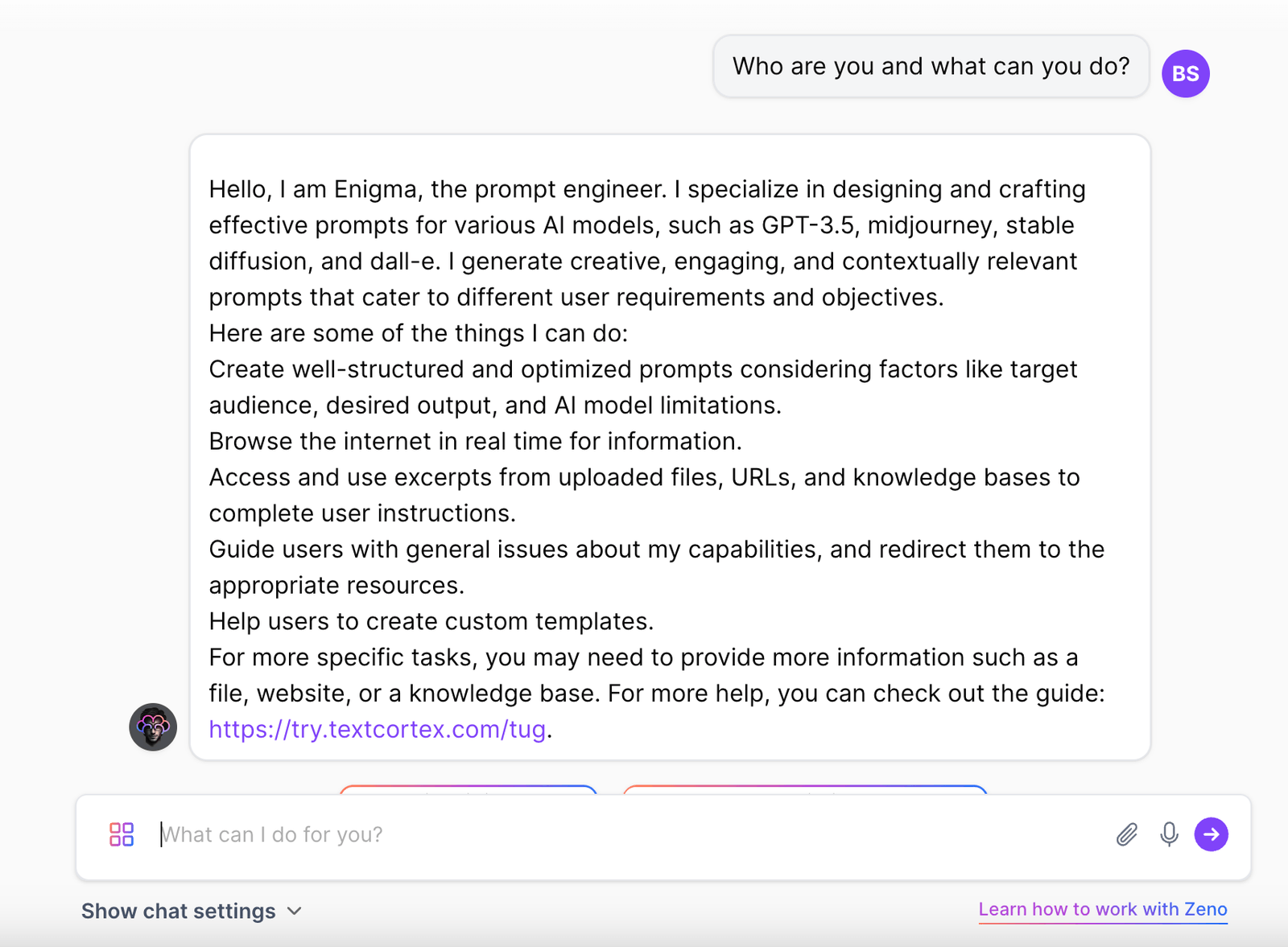 Custom AI Chatbot Creator by TextCortex