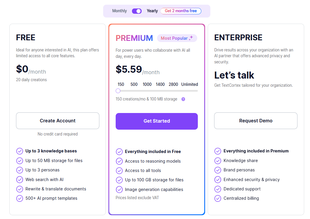 TextCortex Pricing