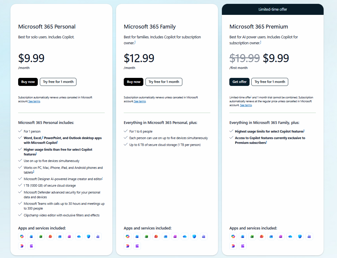 Microsoft Copilot Pricing