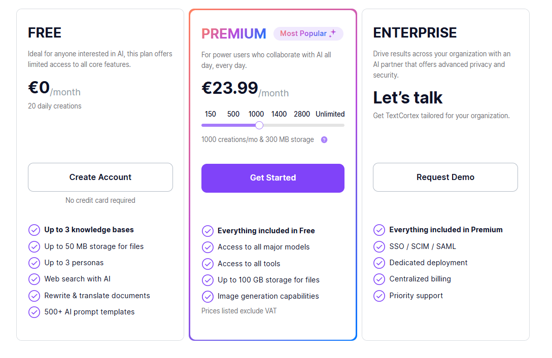 TextCortex Pricing