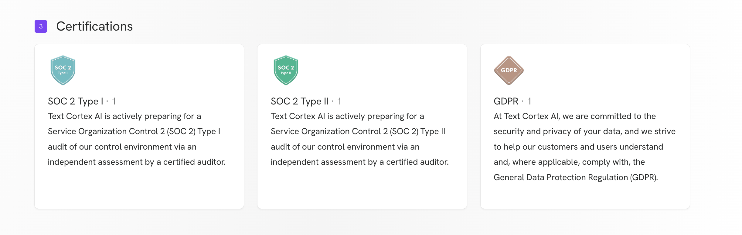 TextCortex Certifications