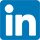 LinkedIn logo with white 'in' letters on a blue square background.