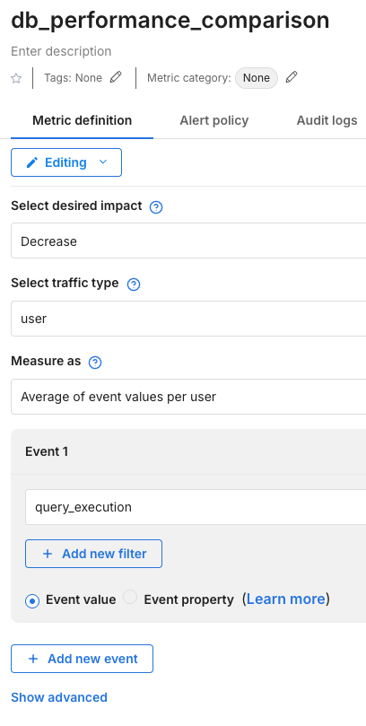 Metric configuration