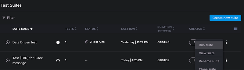 browser-use clicked the three-button action despite the instruction of clicking the play button next to ‘Data Driven test’.