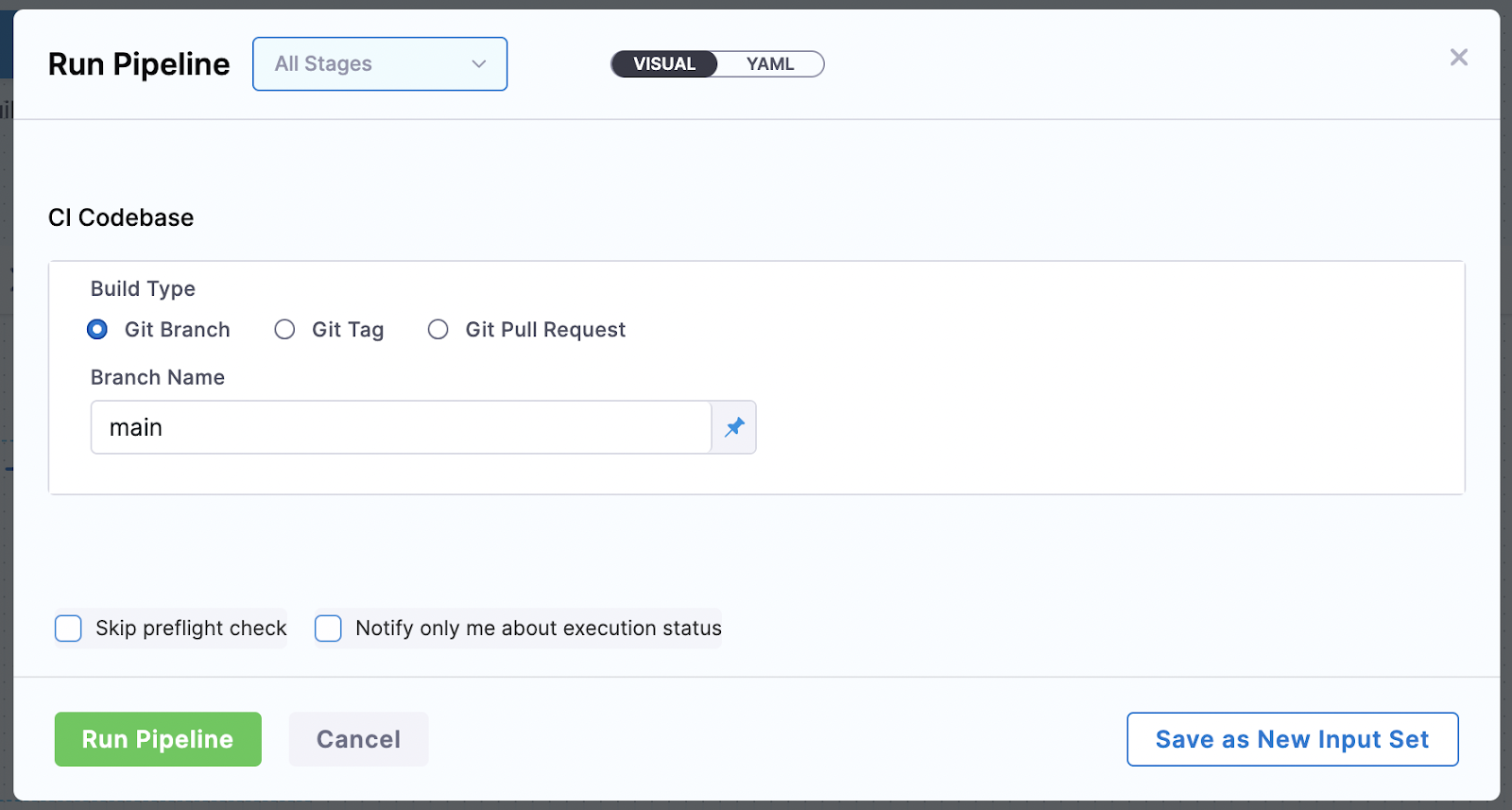 Harness run pipeline