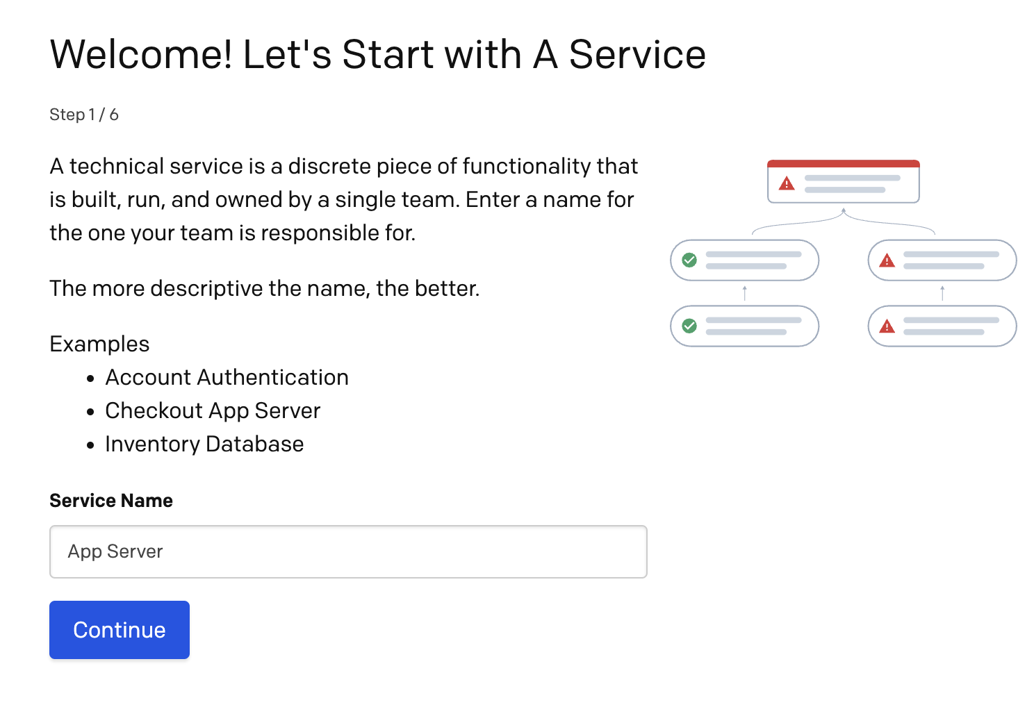 The PagerDuty setup screen