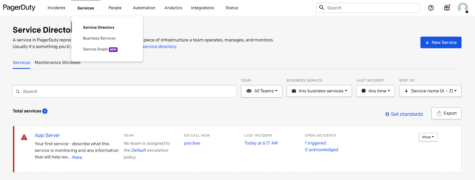 Service Directory in PagerDuty