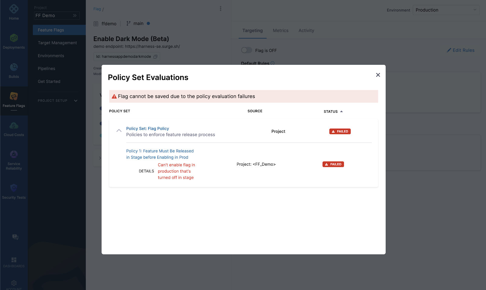 Harness Feature Flag policy sets