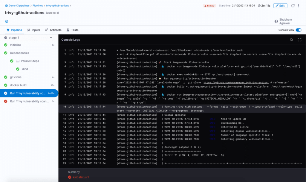 Trivy GitHub Actions Example