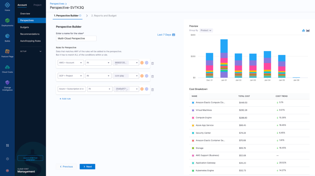 Perspective rule builder and quick preview