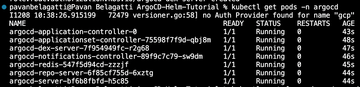 screenshot of a developer running pods properly inside the namespace