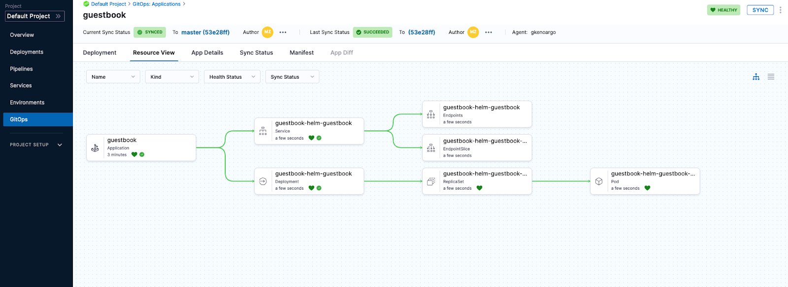 Harness GitOps guestbook example