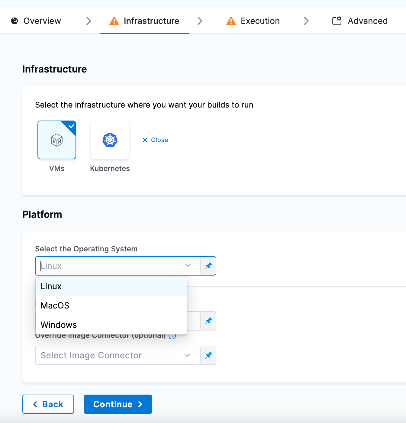Select Linux for the infrastructure