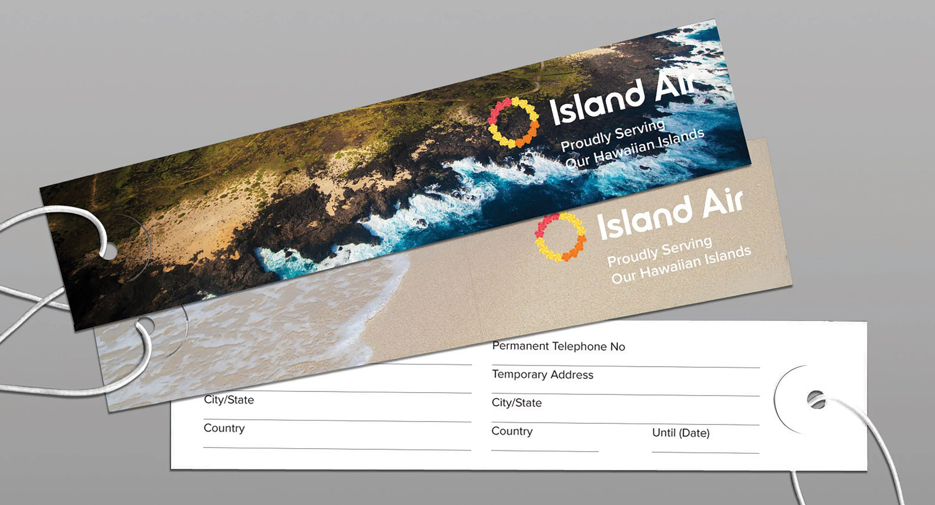 Island Air airline bag tags mockups for the airline design by Edmond Huot