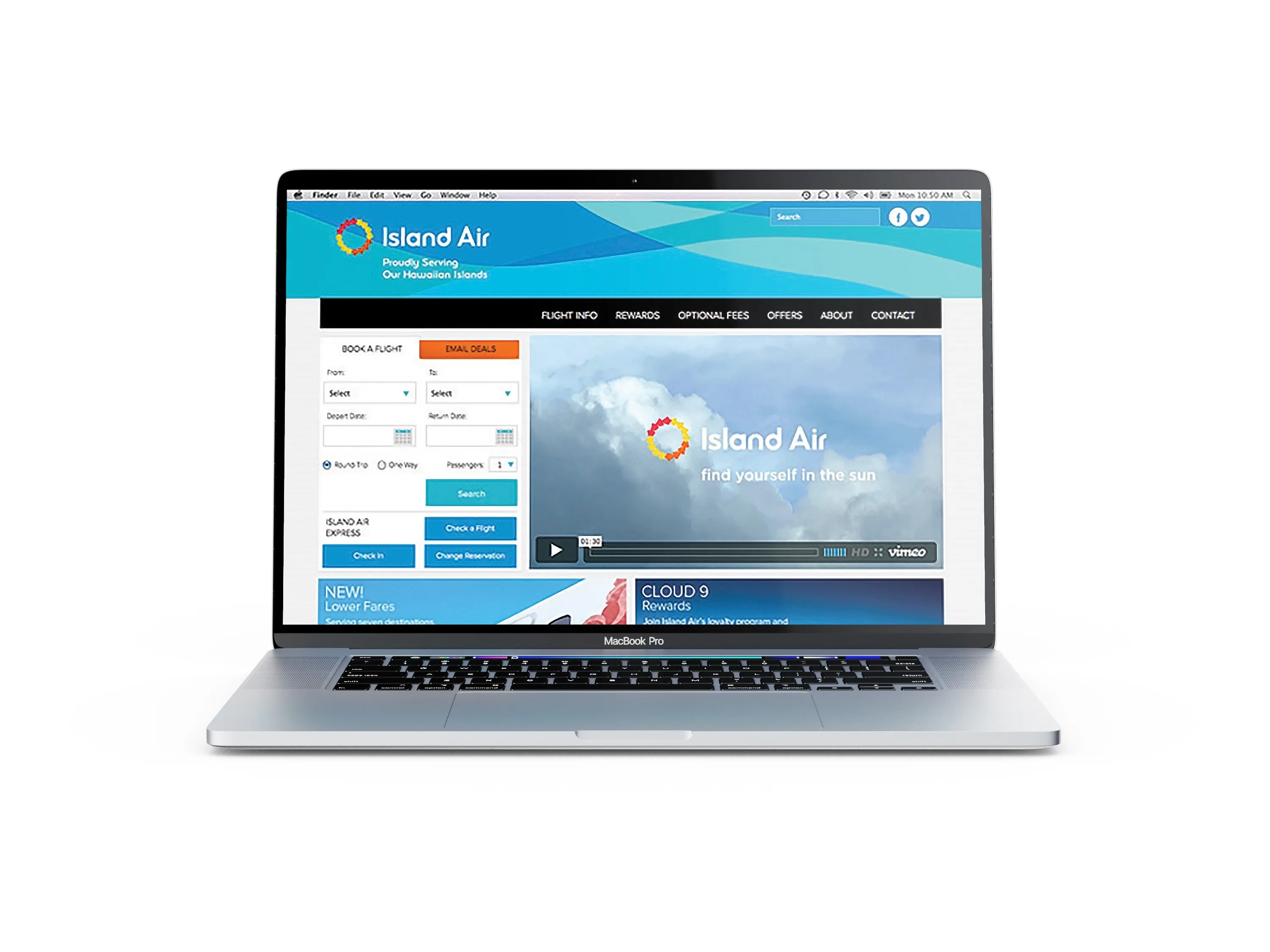 Island Air MacBook Website Mockup design by Edmond Huot