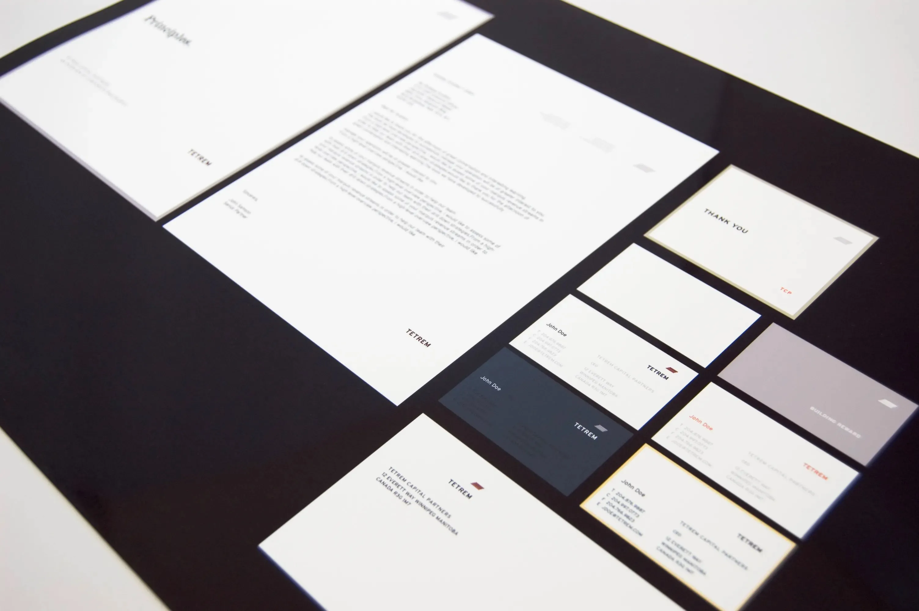 Tetrem Capital Management stationary paper, business cards and mail by Edmond Huot