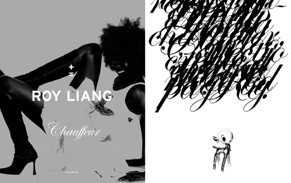 Roy Liang black and white targeted advertisement design by Edmond Huot