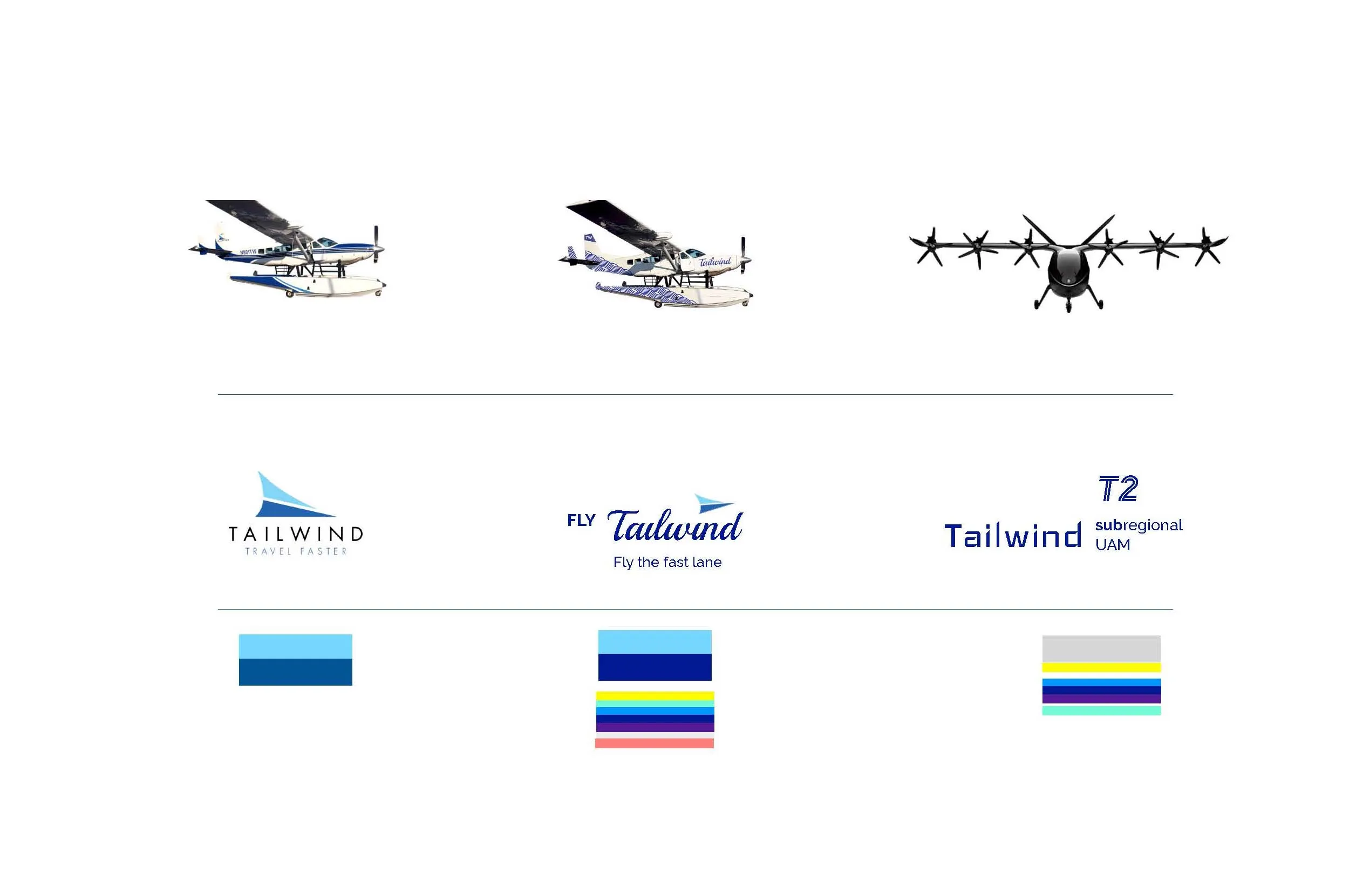 Tailwind Seaplane name concept and various aircrafts Airflow M200 design by Edmond Huot