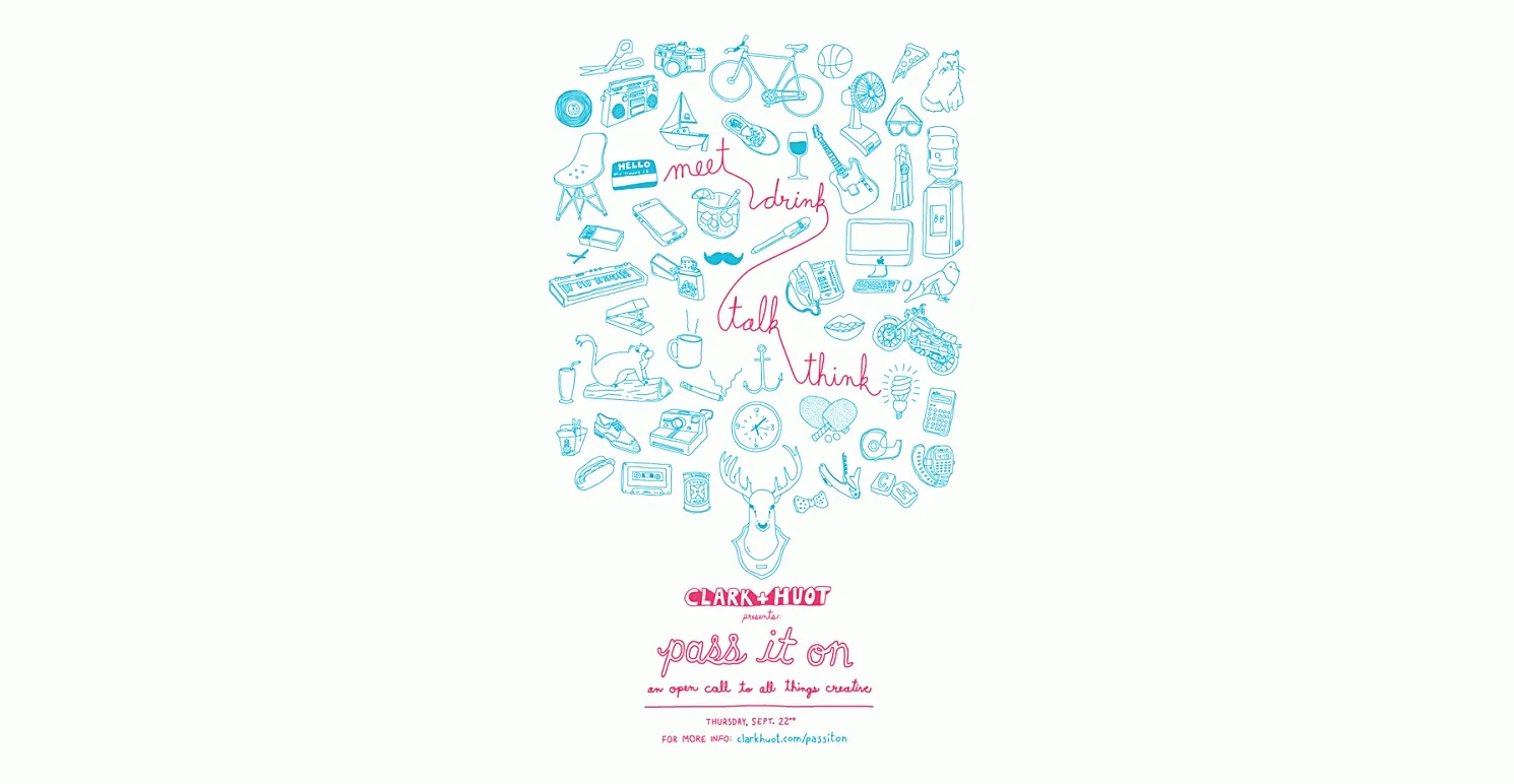 Pass it on  Party Poster illustration design by Edmond Huot