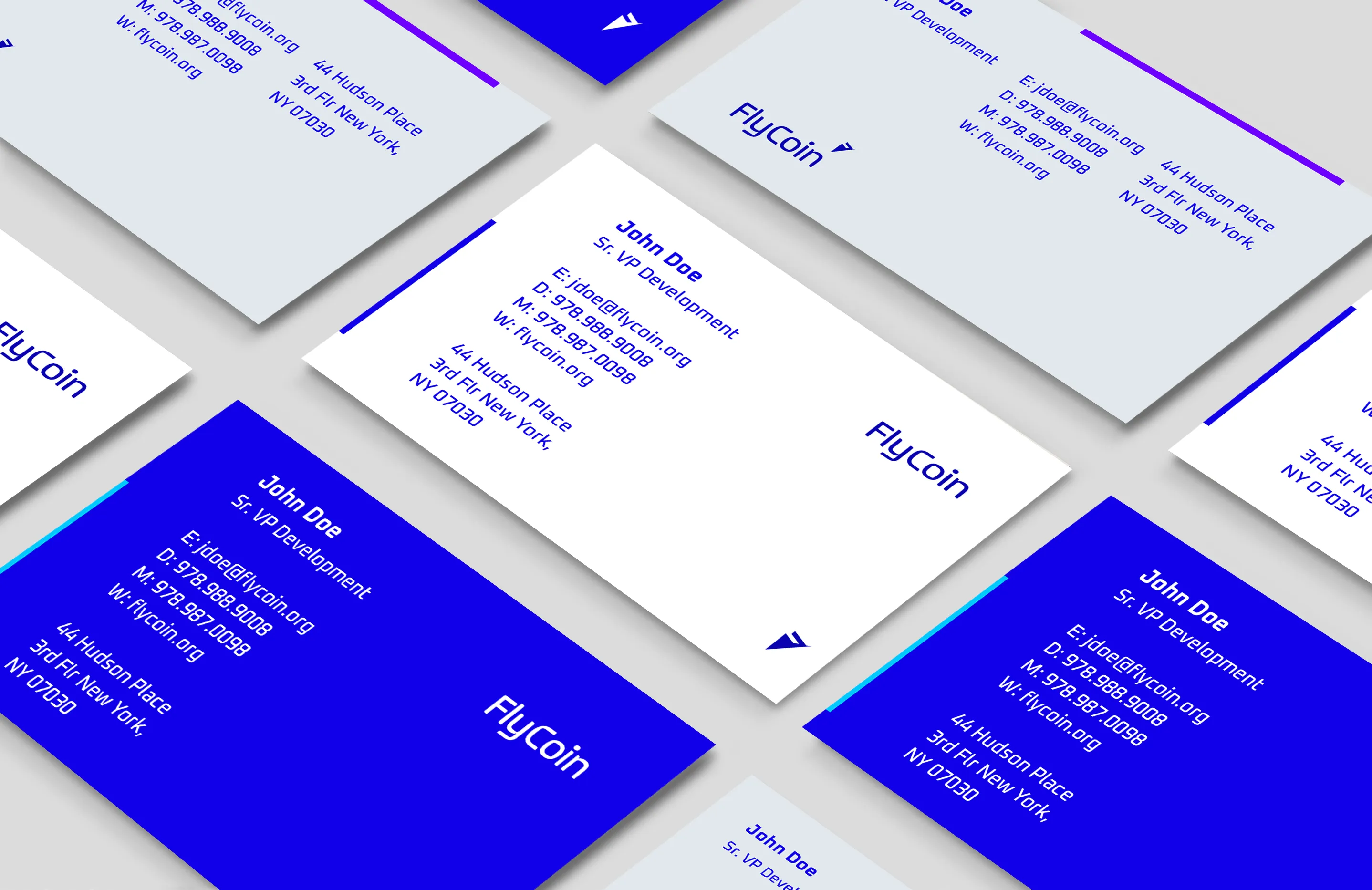 FlyCoin Business cards Mockup design pattern design by Edmond Huot