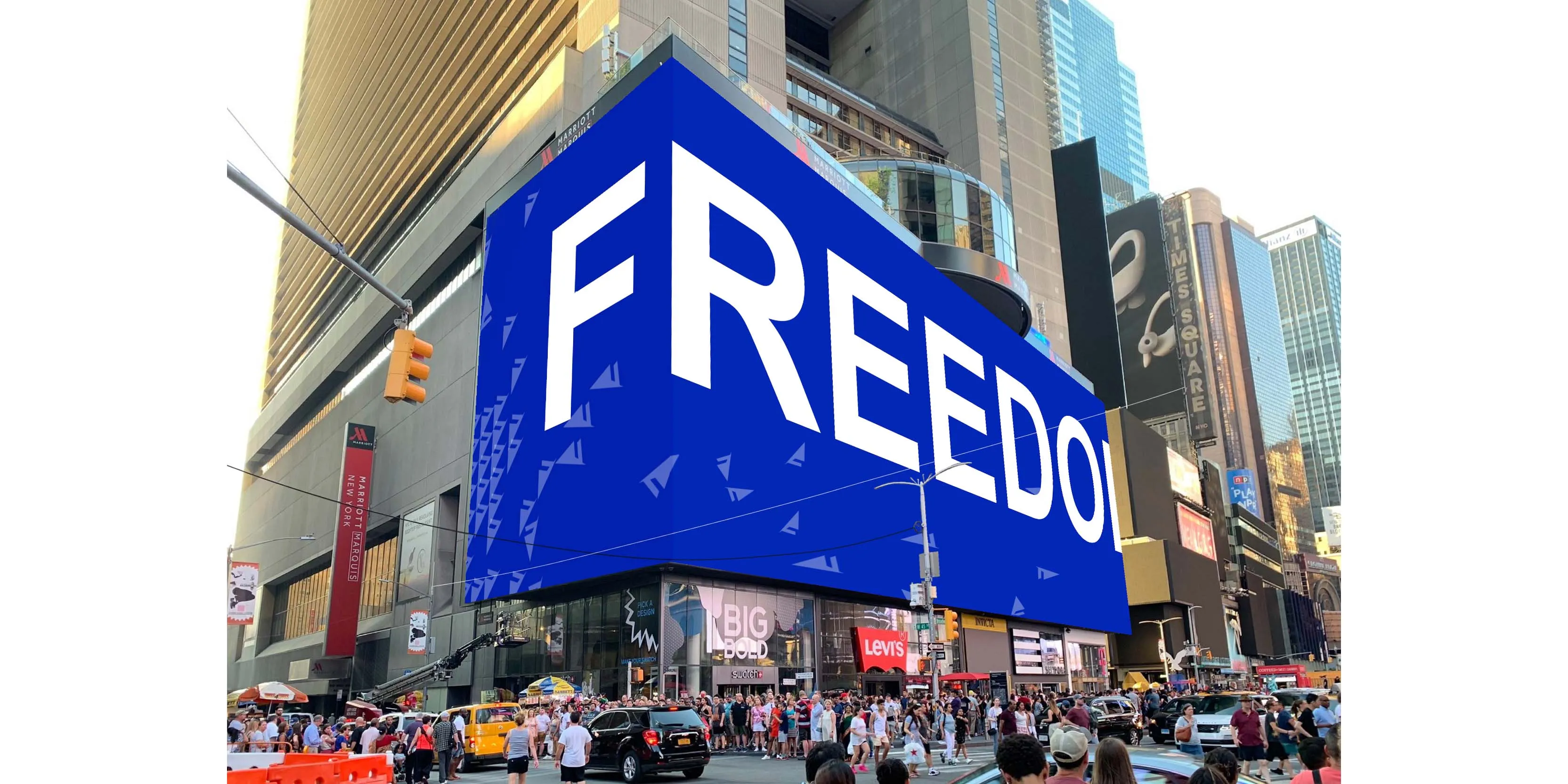 FlyCoin TimeSquare Billboard banner targeted Advertisement design by Edmond Huot