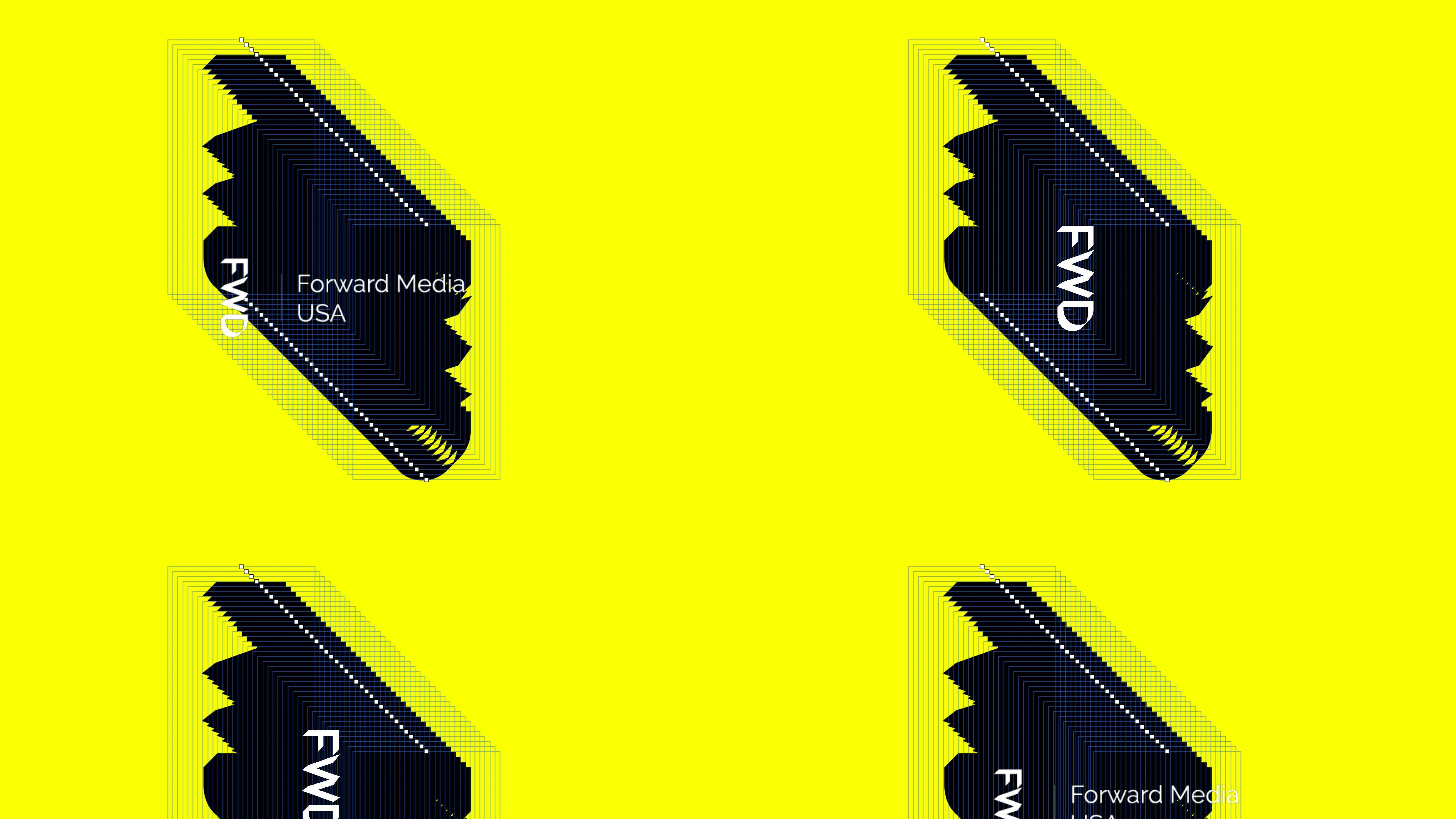 Forward Media repeated logo on yellow background by Edmond Huot