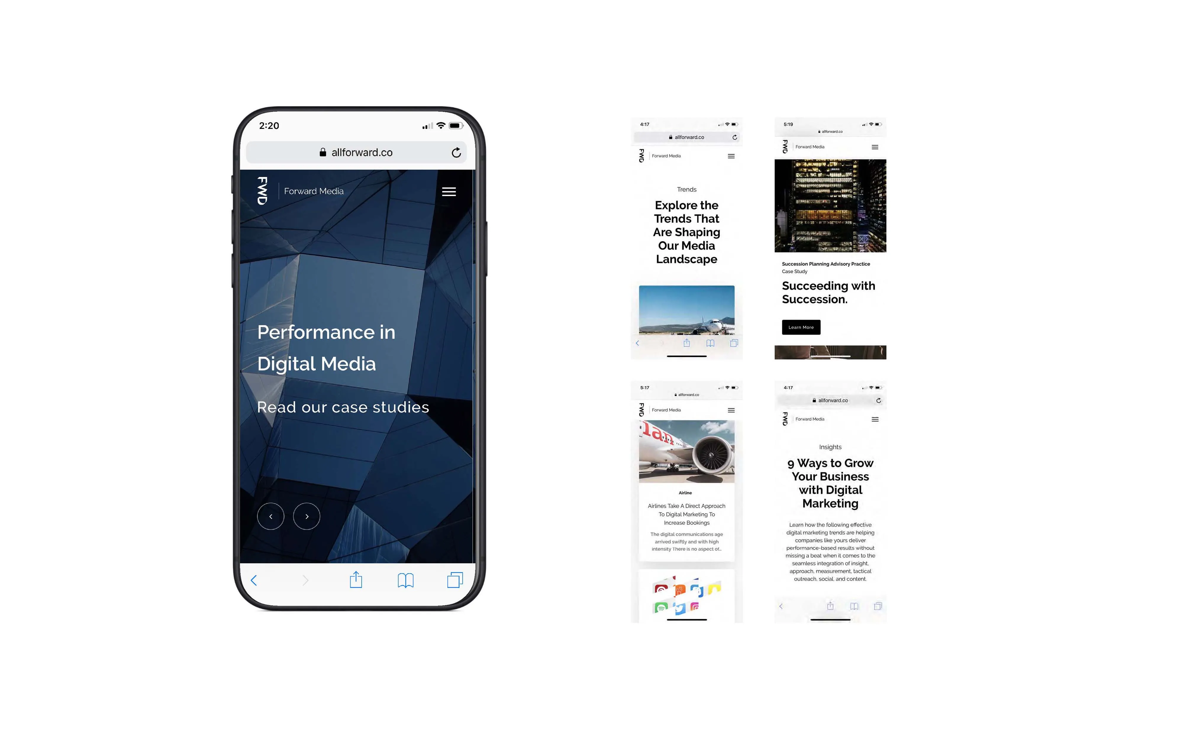 Forwad Media website on iphone