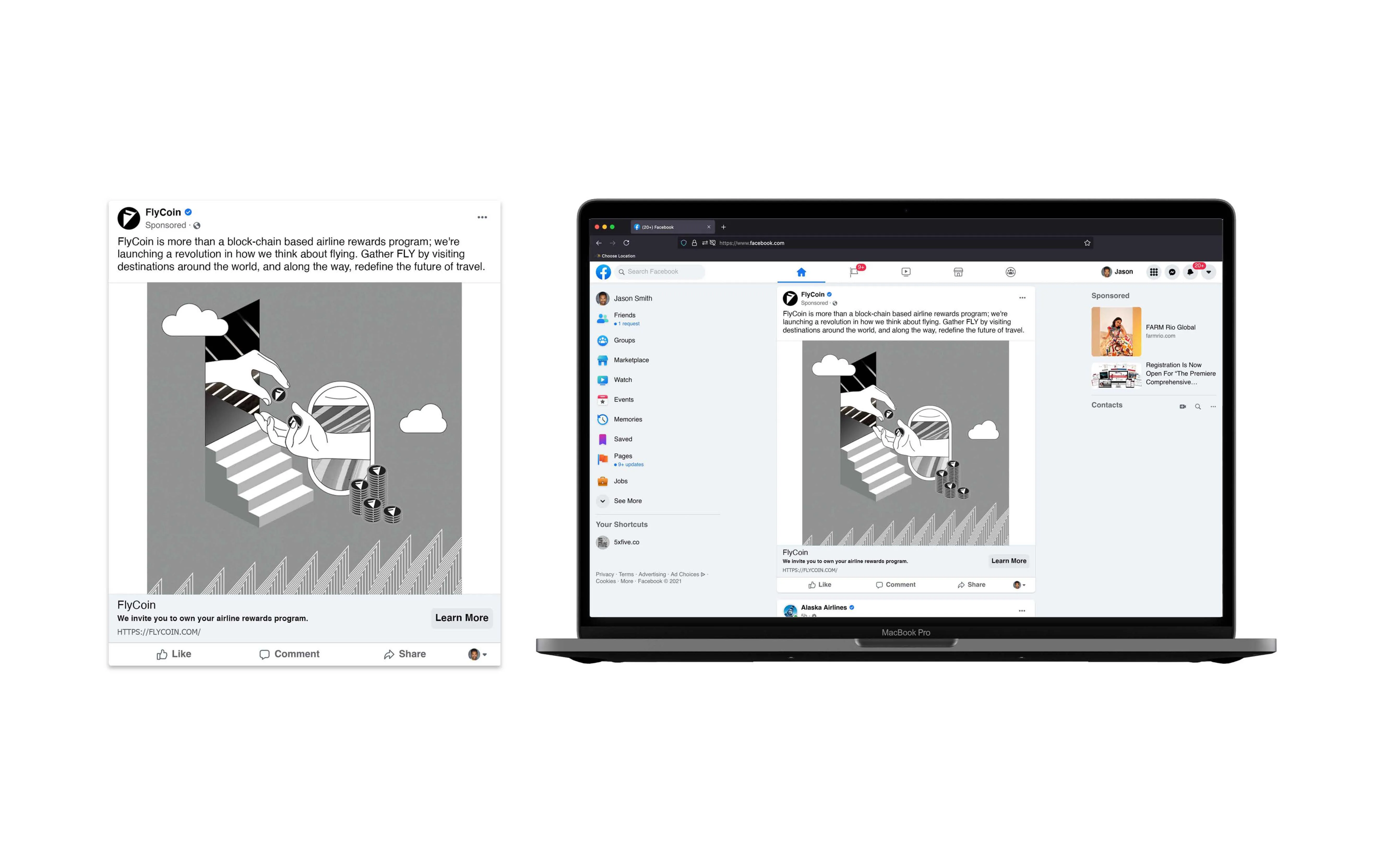 FlyCoin Concept website macbook mockup Edmond Huot