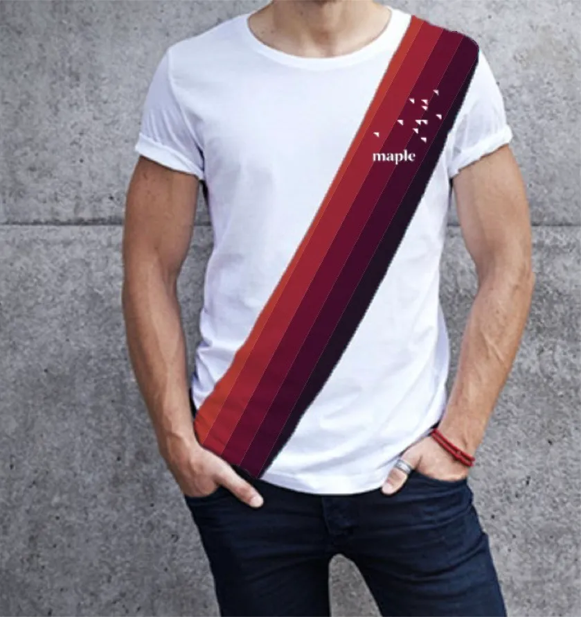 Maple white T-shirt design with red stripes Edmond Huot
