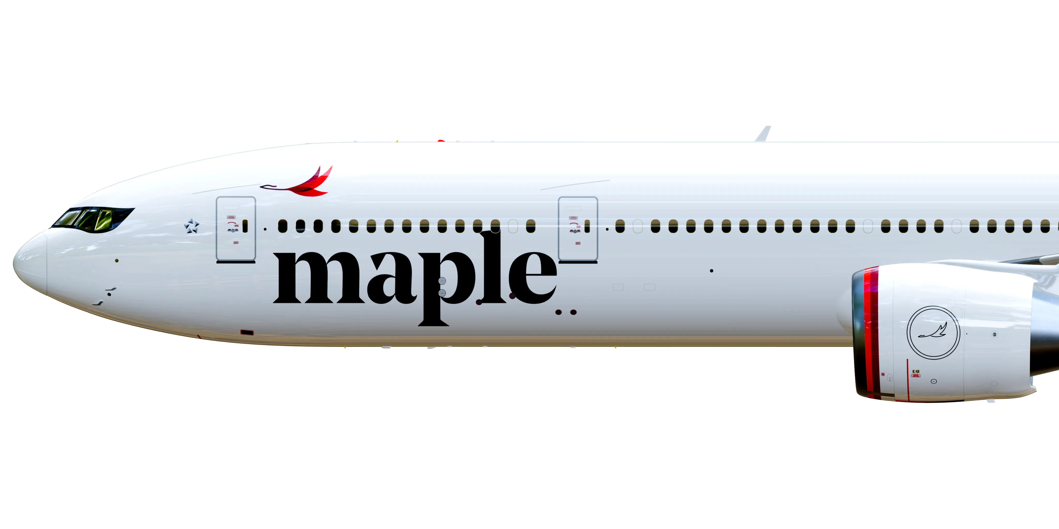 side view of maple's Boeing 777-300ER aircraft livery design Edmond Huot