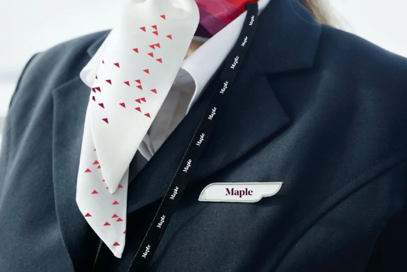 Maple flight attendant uniform attire design by Edmond Huot