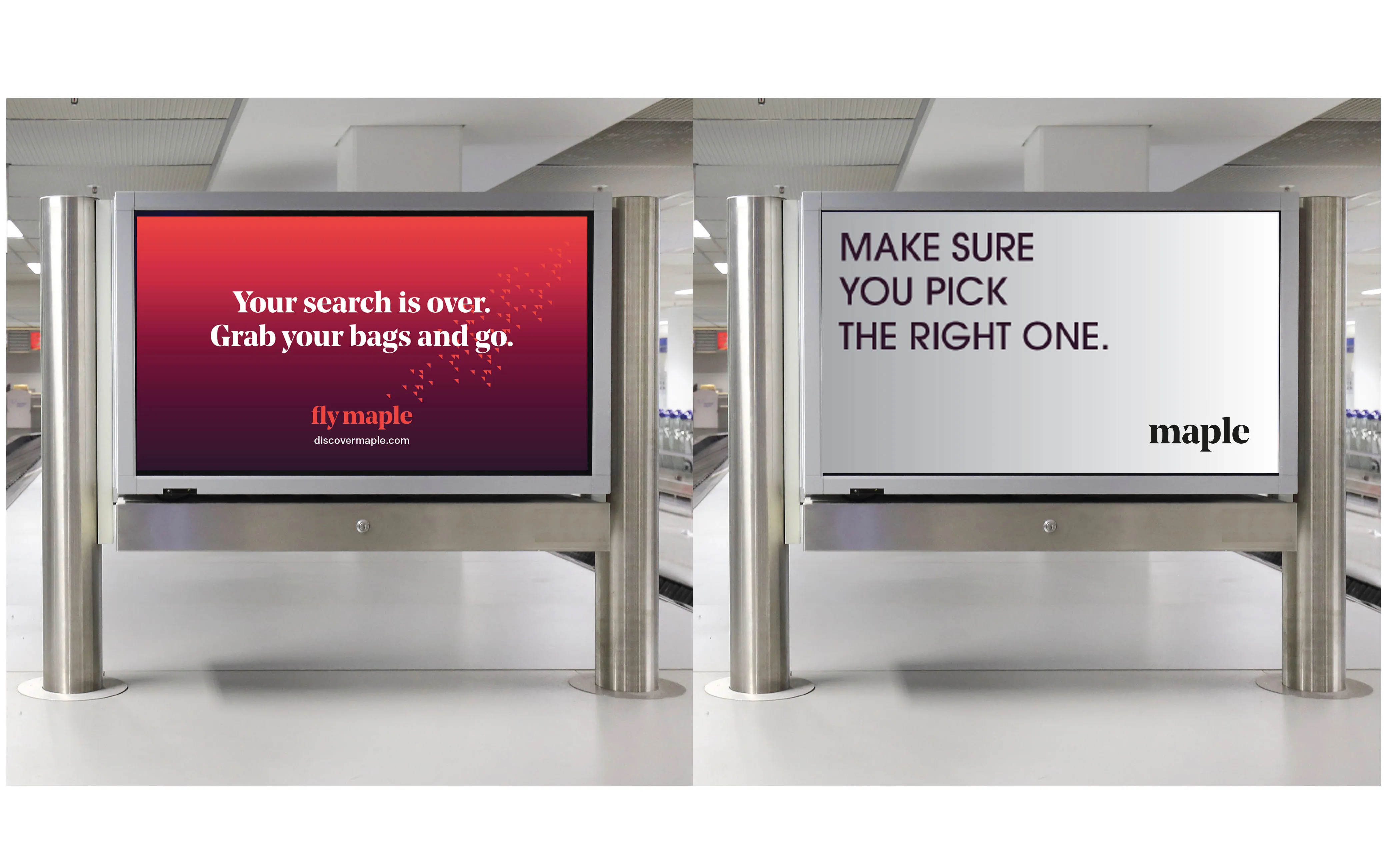 Maple Baggage claim advertisement interior of the airport design by Edmond Huot