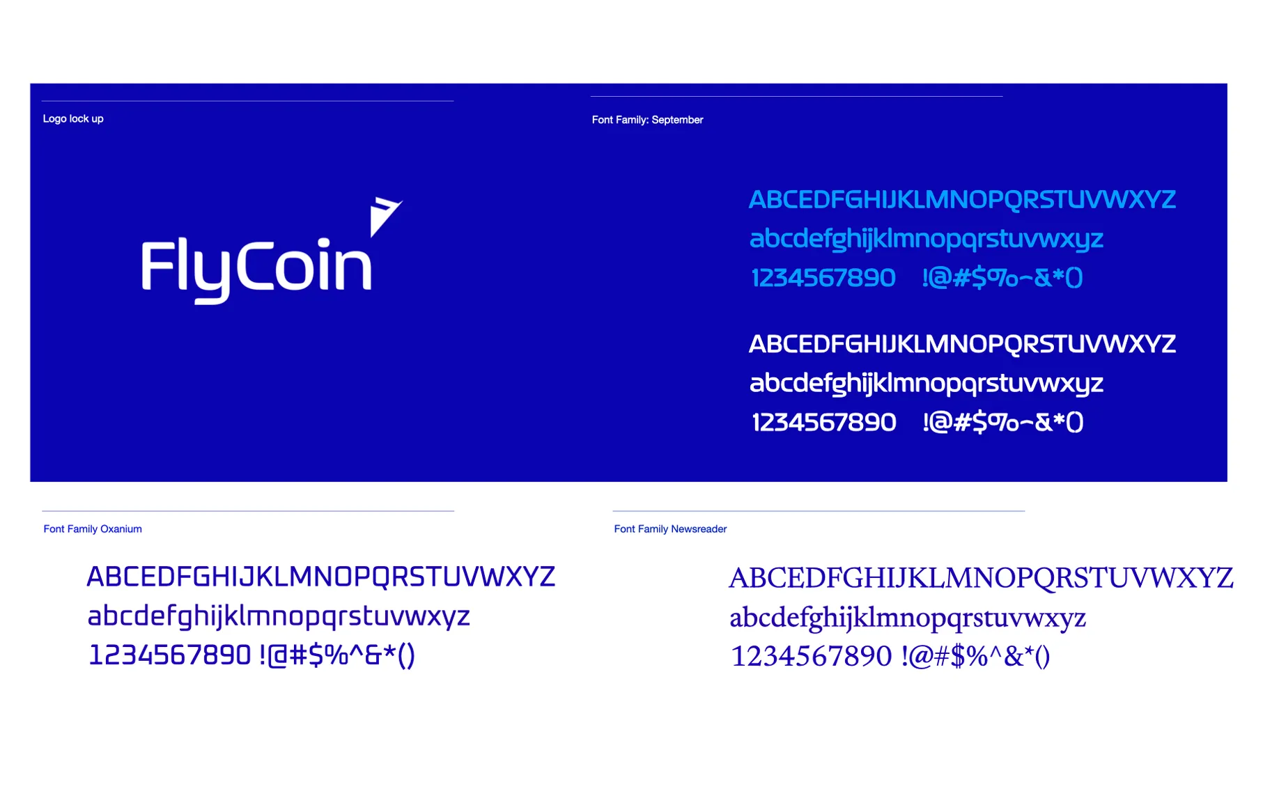 FlyCoin Brand Typography family and colors design by Edmond Huot