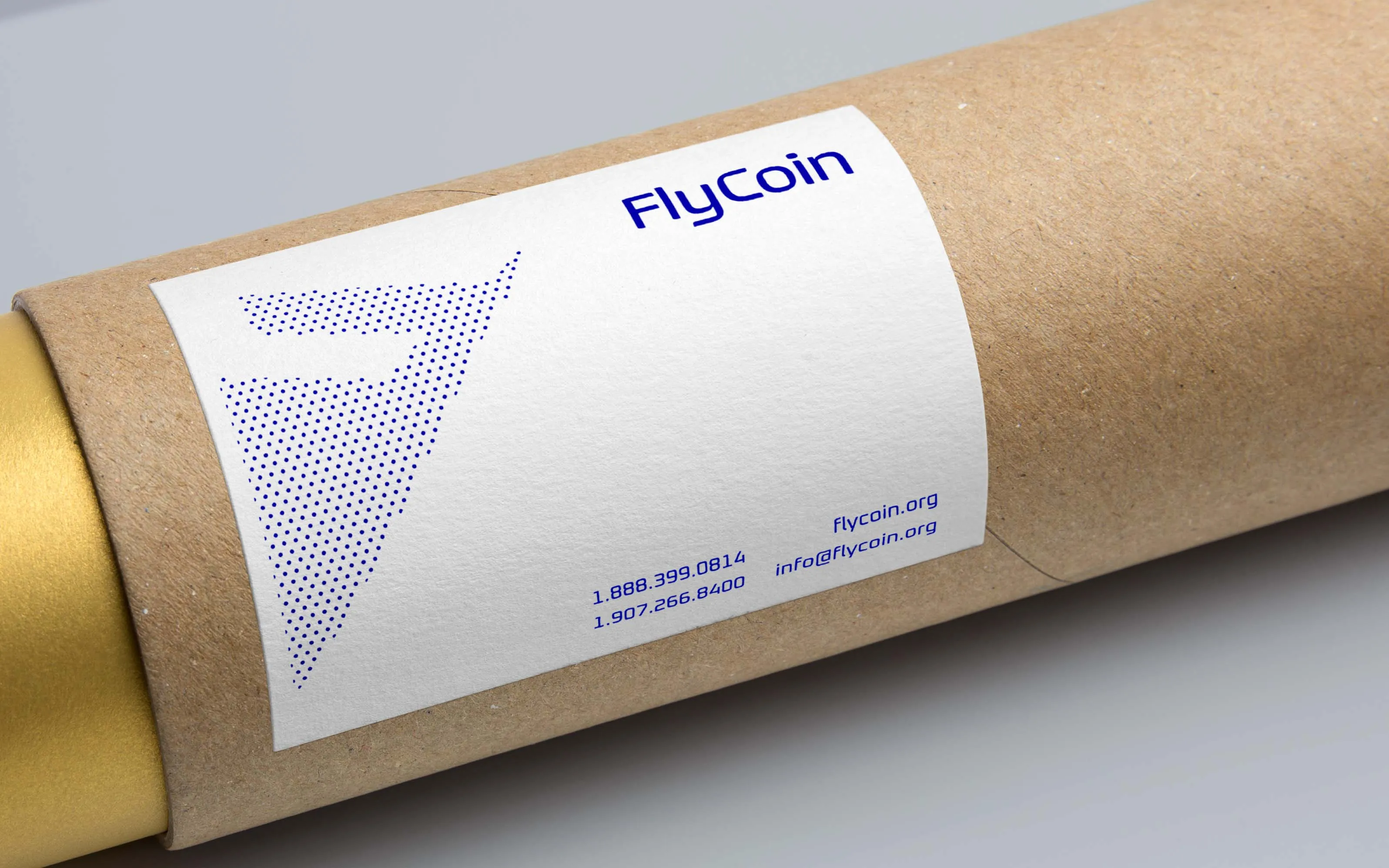 FlyCoin Cardboard Mail cylindrical tube MockUp design by Edmond Huot